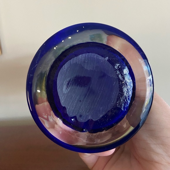 Stunning Cased Glass Freeform Flower Vase. vintage 70s Orange, Green, Blue - Picture 5 of 10